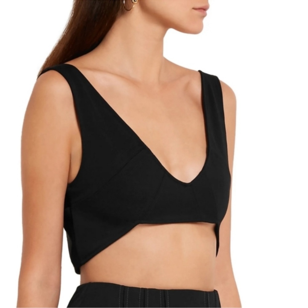 Atlein Cropped Jersey-Crope Top Made in France Size 42 - US Size 8 Black…